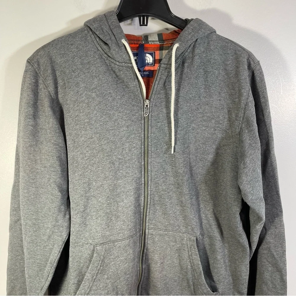 The North Face Hoodie Men Large Zipper Pockets Blend Gray